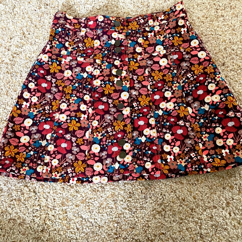 Mini Corduroy Floral Skirt